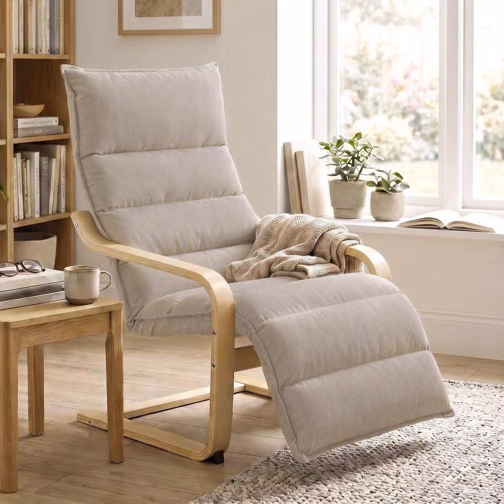 HOMCOM Brown Velvet Lounge Chair with Solid Birch Wood Frame and Armrests – 2