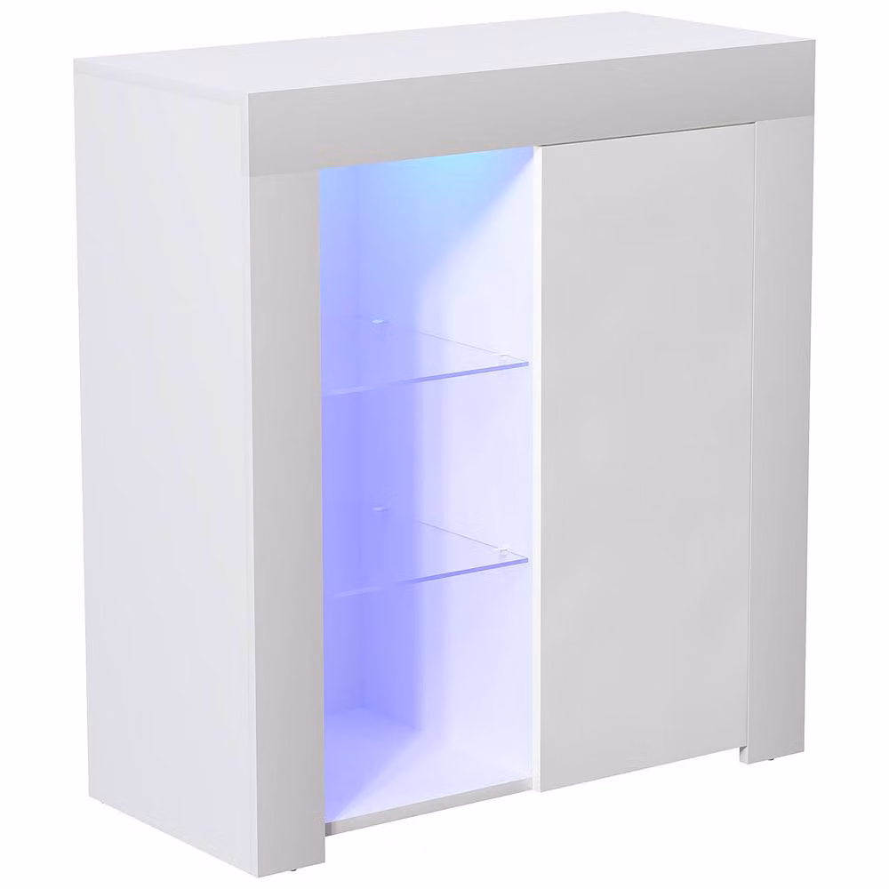 HD Designs Vida Designs Azura 1 Door LED Sideboard in White – 2