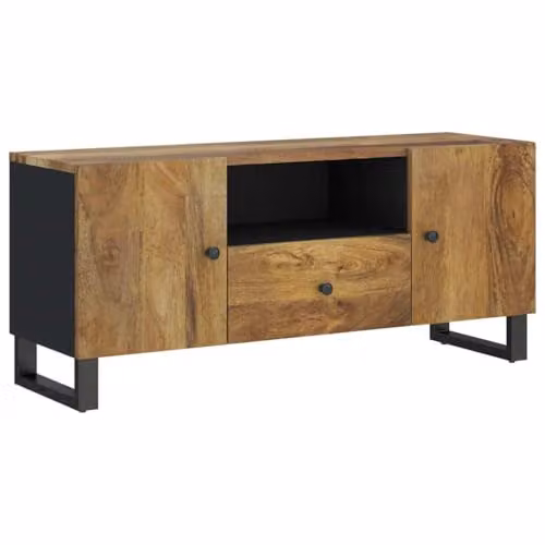 vidaXL Rustic Brown TV Cabinet in Mango and Engineered Wood, W/D/H: 80 x 33 x 46 cm