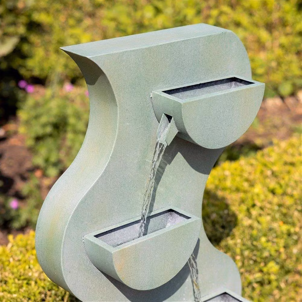 Primrose Monsanto Tiered Cascading Zinc Water Feature in Grey, Height: 122 cm – 3
