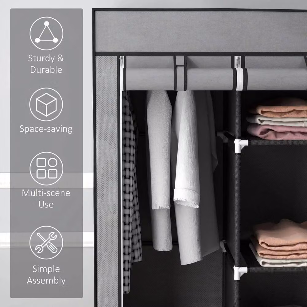 Kelvenix Industrial Metal Clothes Rail Rack in Dark Grey – 2