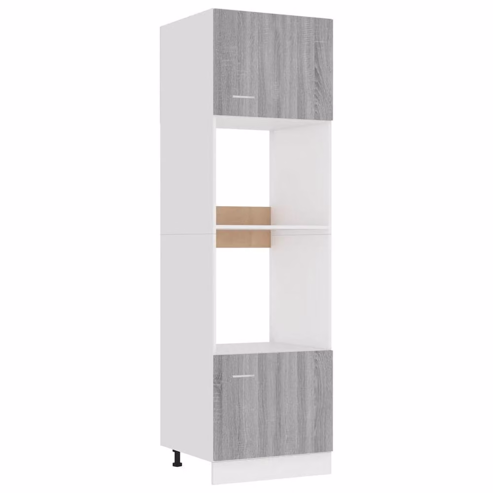 Berkfield Home Grey Sonoma Microwave Cabinet with Hinged Doors and Open Shelving, W: 60 cm, D: 57 cm, H: 207 cm – 3