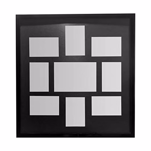 Premier Housewares Modern Rectangular Multi Photo Frame, Black, Wall Mount, Holds 9 Photos – 2