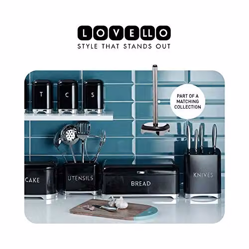 KitchenCraft Lovello Retro Metal Kitchen Roll Holder, Silver and Black – 2