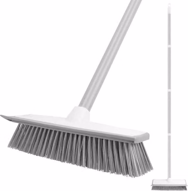 Kelvenix 2 in 1 Floor Brush and Water Scrubber with Telescopic Stainless Steel Handle and Scraper in White