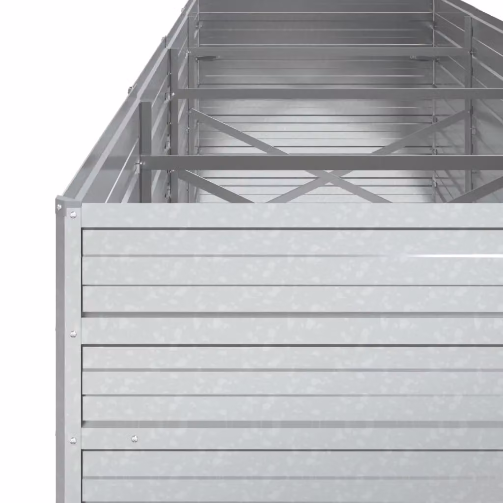 Berkfield Home Garden Galvanised Steel Raised Bed in Silver, W: 320 cm, D: 80 cm, H: 77 cm – 3