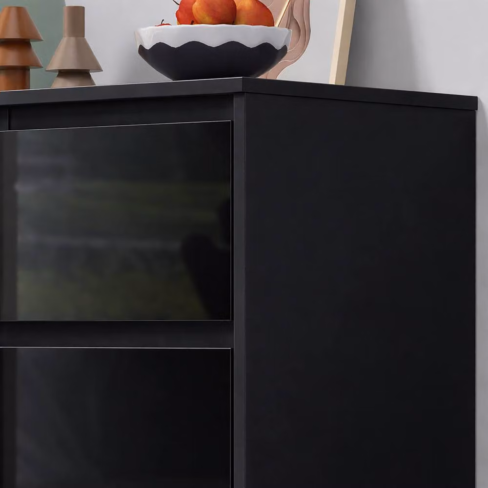 Harmin Modern Black High Gloss 7 Drawer Handleless Chest of Drawers – 3