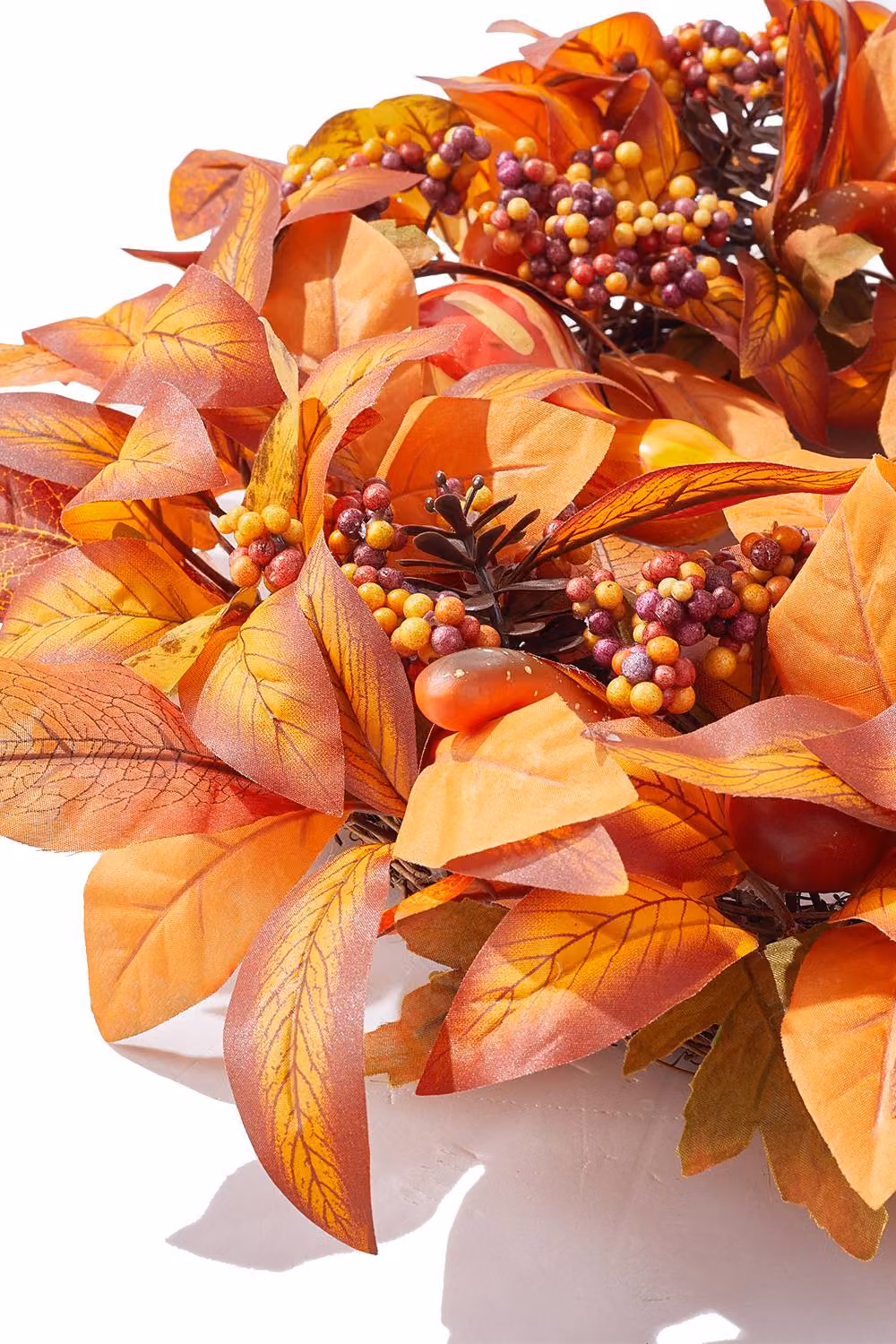 Garden Sanctuary Orange Artificial Maple Leaf and Berry Halloween Wreath – 7