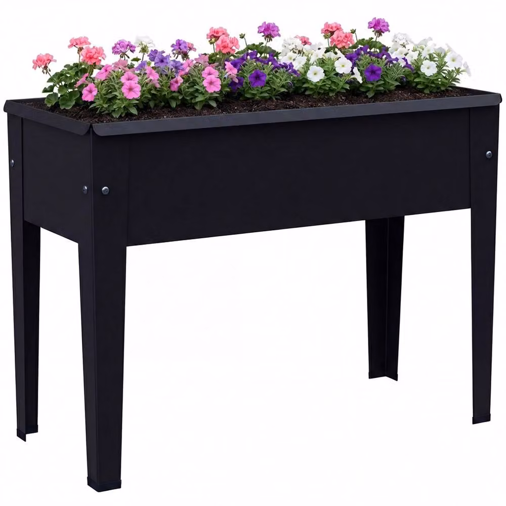 OUTSUNNY Metal Raised Garden Bed with Legs and Drainage Holes, Black, W/D/H: 60 x 45 x 27 cm – 2