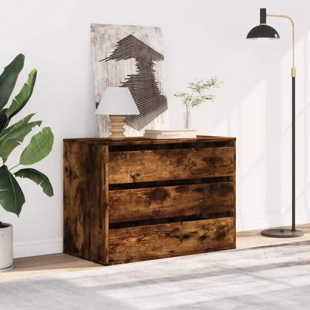 Berkfield Home Corner Chest of Drawers in Smoked Oak Brown, W: 80 cm, D: 41 cm, H: 58 cm – 3