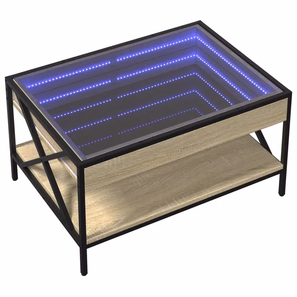 Berkfield Home Infinity LED Coffee Table in Sonoma Oak and Brown, W: 70 cm, D: 50 cm, H: 38 cm – 3