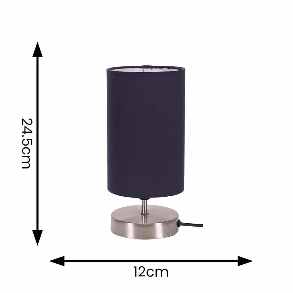 ValueLights Francis Pair of Dimmable Touch Table Lamps in Brushed Chrome and Blue – 3