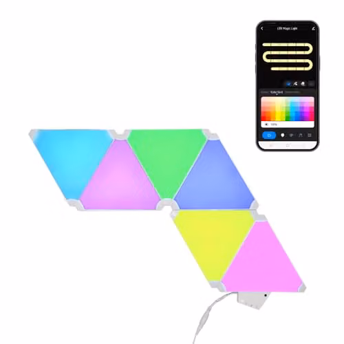 ValueLights Smart RGBIC Triangle LED Light Panel Kit, Multicolour, Set of 6