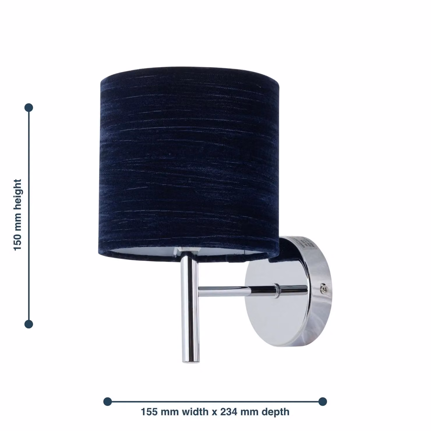 First Choice Lighting Brea Chrome Wall Light with Navy Blue Fabric Shade – 4
