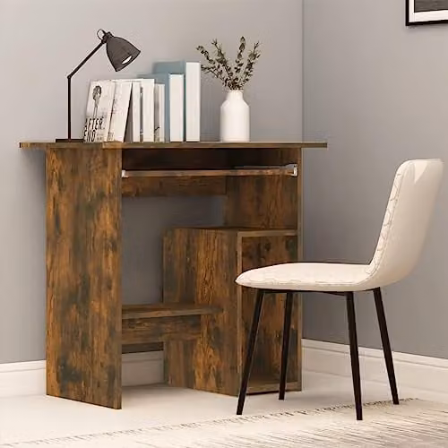 vidaXL Modern Computer Desk in Brown Oak, W/D/H: 80 x 45 x 74 cm – 2