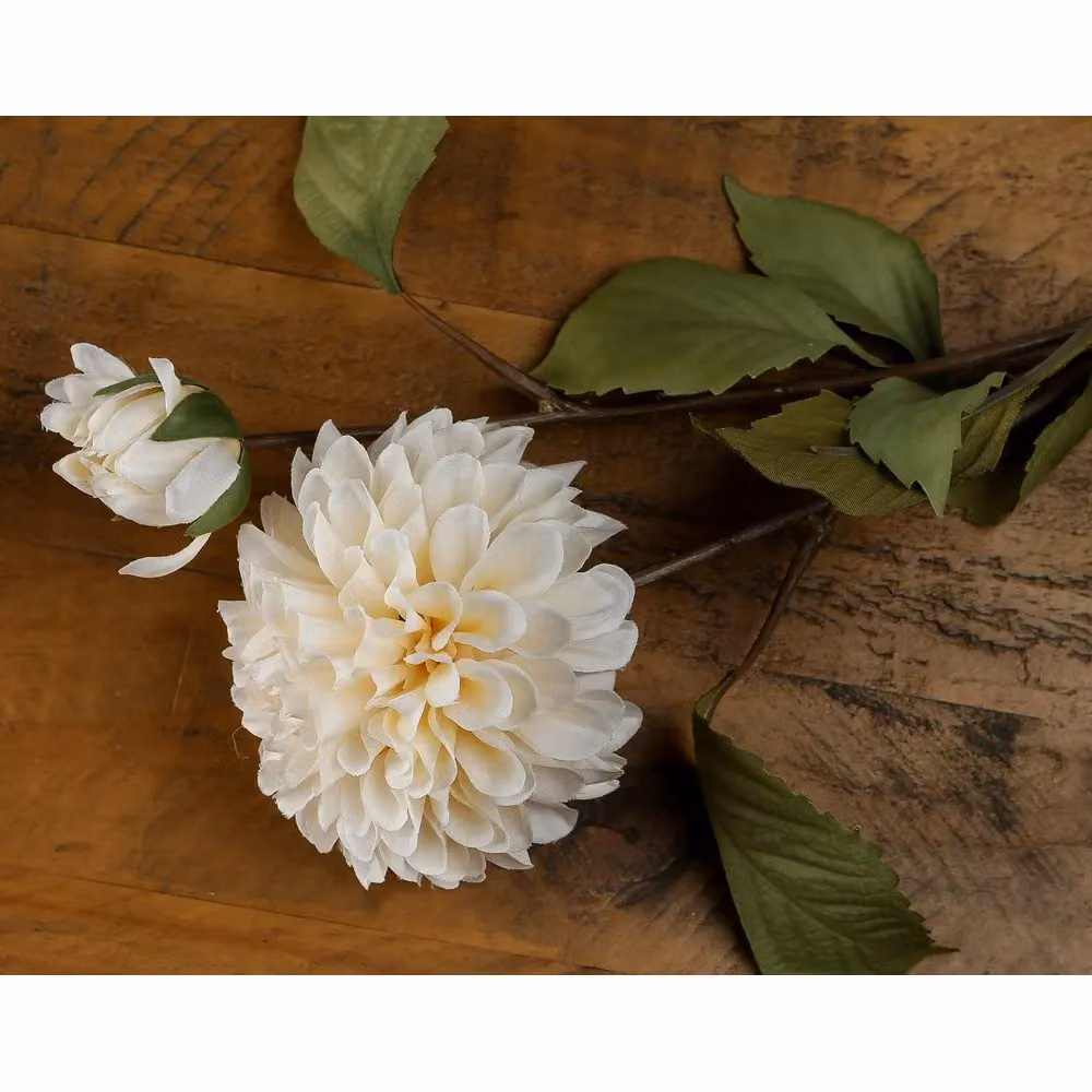 Hill Interiors Dahlia Artificial Flower in White – 2