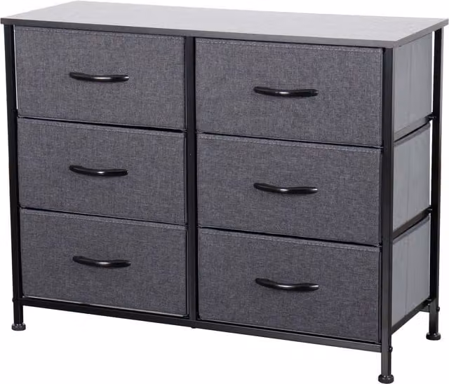 Home Treats Black Fabric Chest of Drawers with Metal Frame