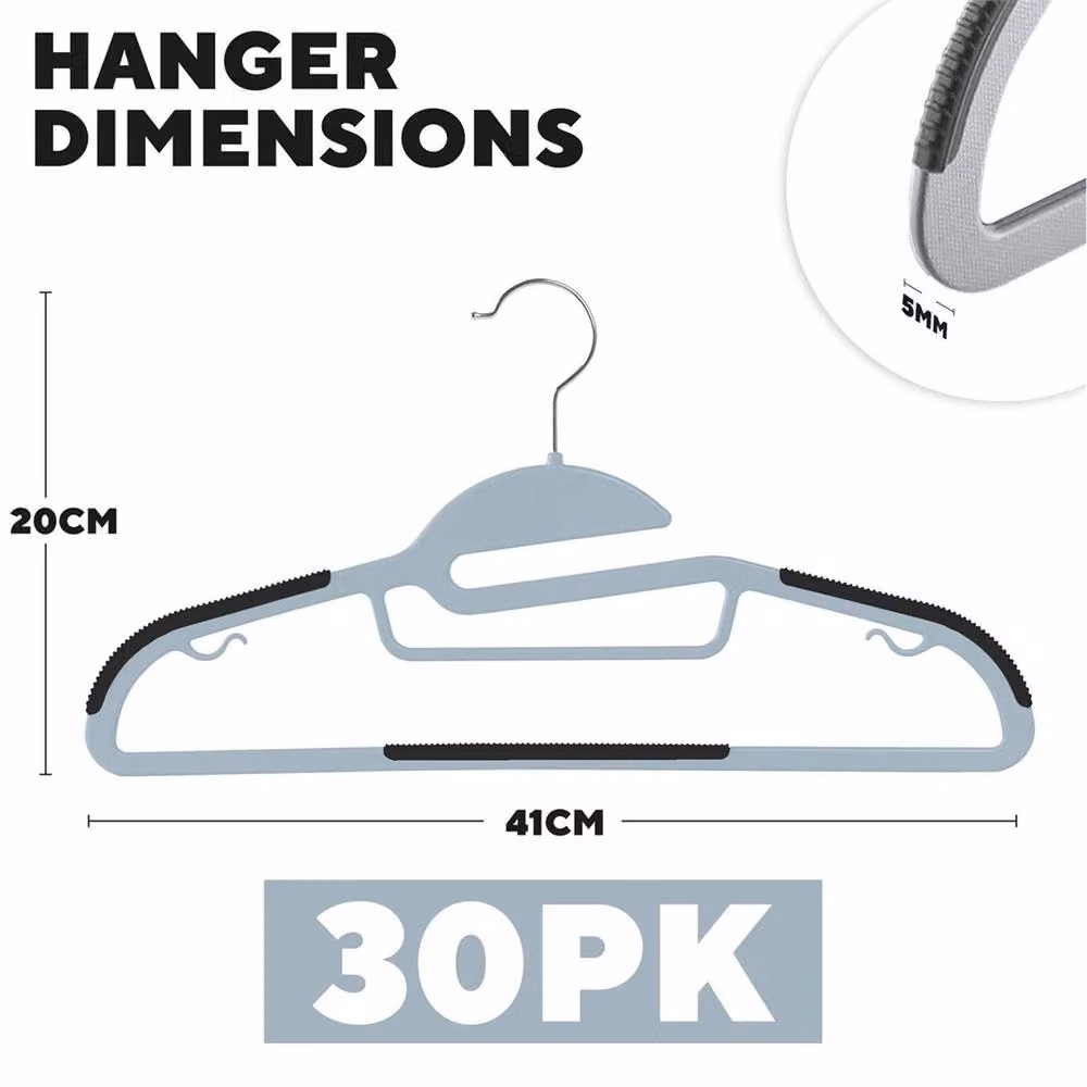 NESTLUNE 30-Piece Grey Non-Slip Plastic Space-Saving Clothes Hangers – 2