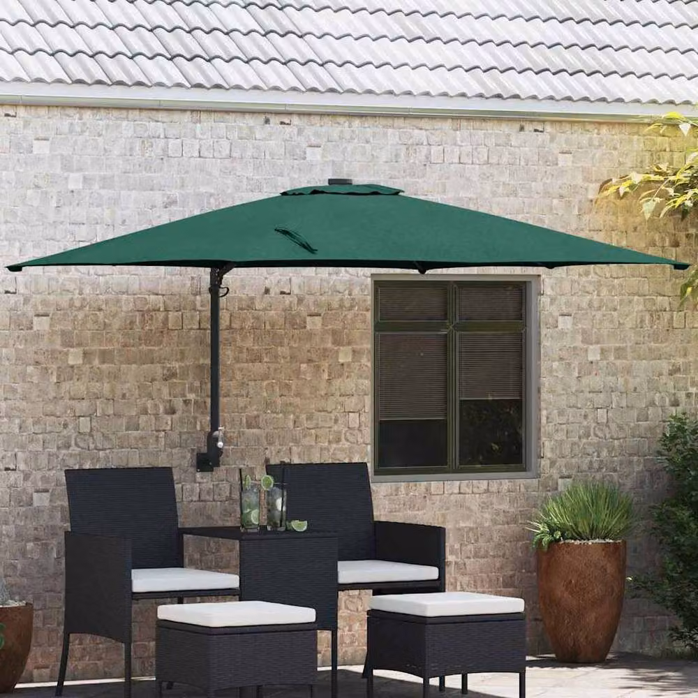Berkfield Home Green Polyester Collapsible Patio Umbrella W: 300 cm, D: 300 cm, H: 230 cm – 1