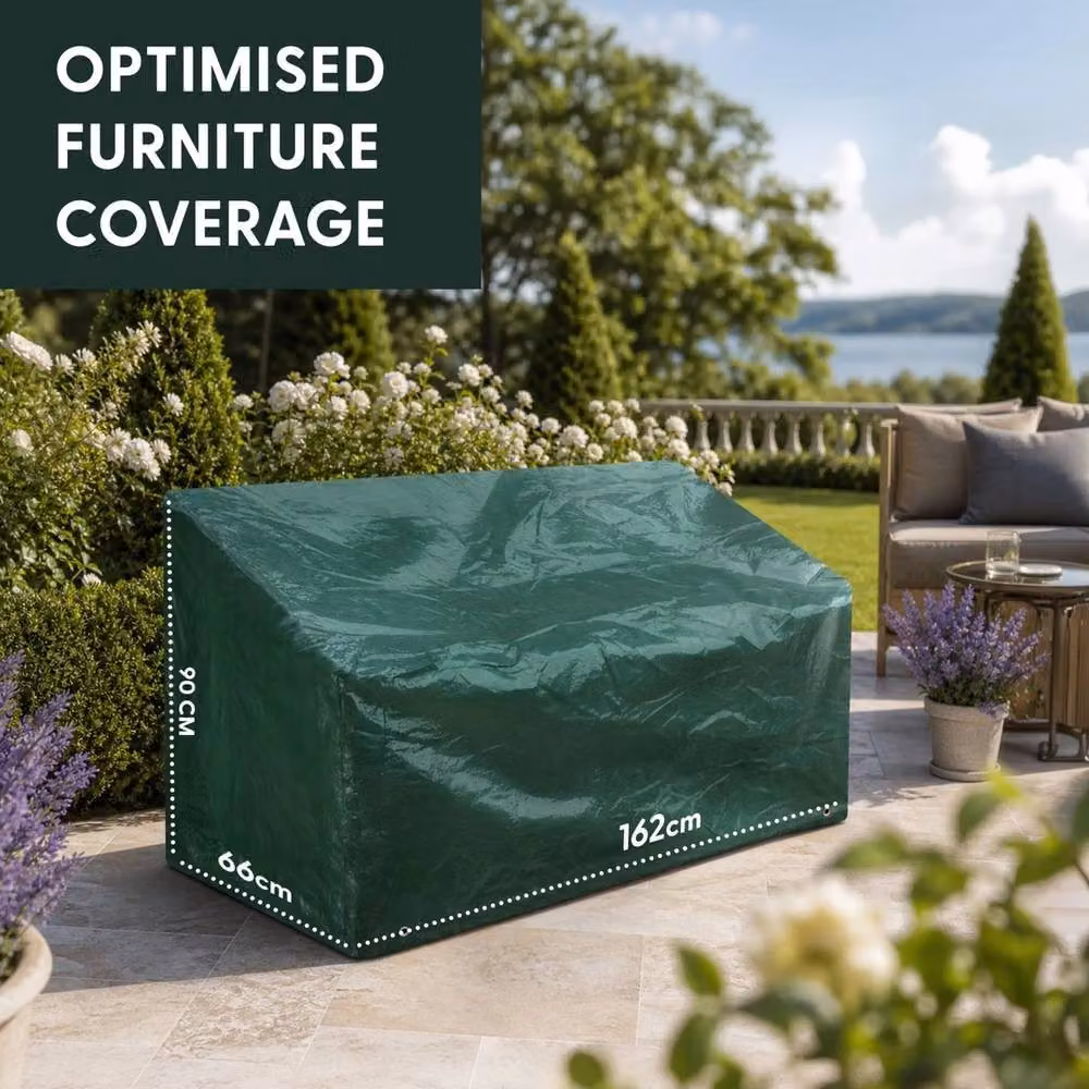VOGREX Heavy Duty 3-Seater Garden Bench Patio Furniture Cover, Green, W/D/H: 162 x 90 x 66 cm – 2