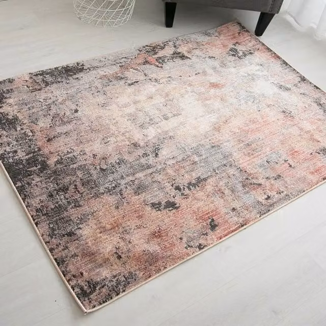 The Rug Shop UK Pink Traditional Abstract Polypropylene Easy To Clean Rug W: 200 cm, D: 290 cm