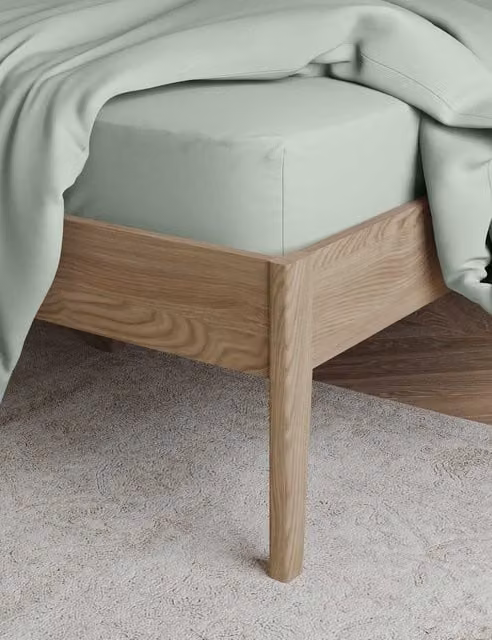 M&S Egyptian Cotton 230 Thread Count Extra Deep Fitted Sheet, Light Duck Egg, W/D/H: 200 x 200 cm