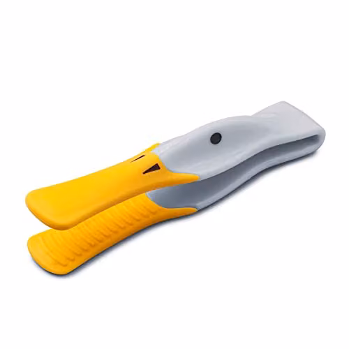 Zeal Silicone Duck Toast Tongs in Grey, Blue and Yellow