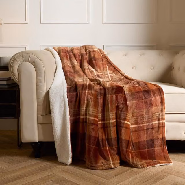 OHS Orange Checked Fleece Blanket