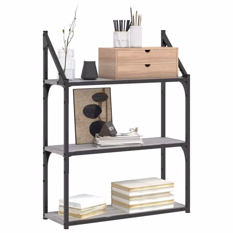Berkfield Home 3-Tier Wall Mounted Shelf in Grey Sonoma, W: 60 cm, D: 21 cm, H: 78.5 cm