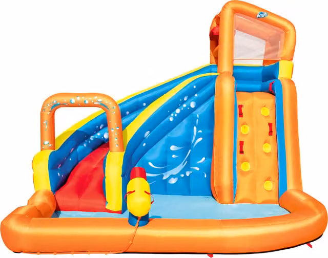 Bestway Inflatable Turbo Splash Water Slide Paddling Pool with Safety Net in Orange and Multicolour