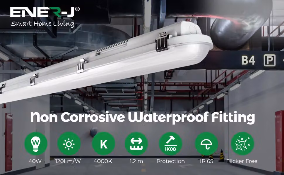 ENER-J LED Batten Light IP65 Waterproof 40W 4000K White, Diameter: 25 cm, Height: 19 cm – 4