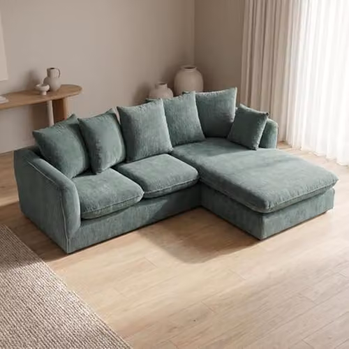 Abakus Direct Lucas Left Facing Corner Sofa in Green Velvet Chenille – 5
