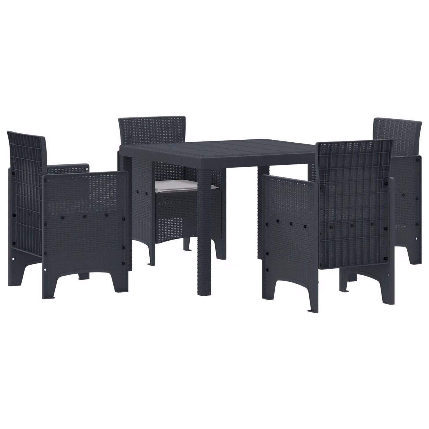 Berkfield Home 5 Piece Anthracite Poly Rattan Garden Dining Set with Cushions – 2