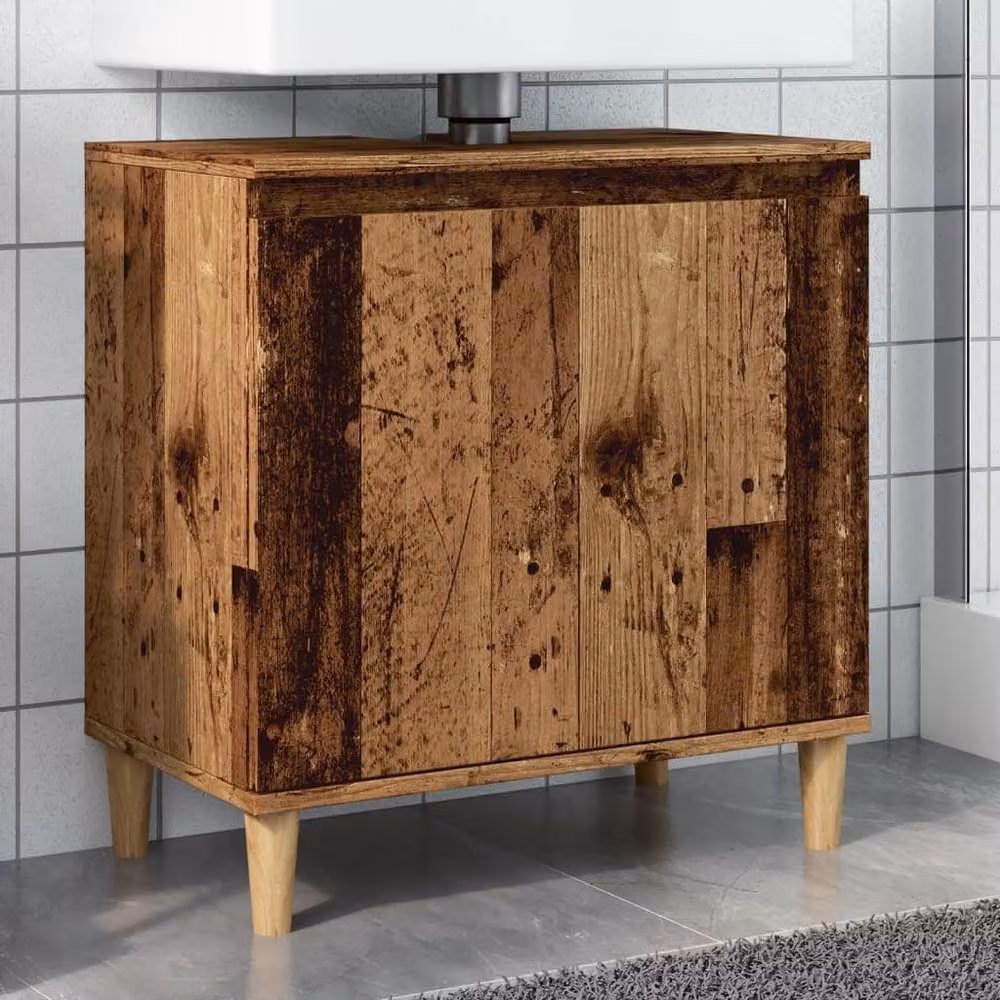 Berkfield Home Sink Cabinet in Old Wood Brown, W/D/H: 58 x 33 x 60 cm – 2