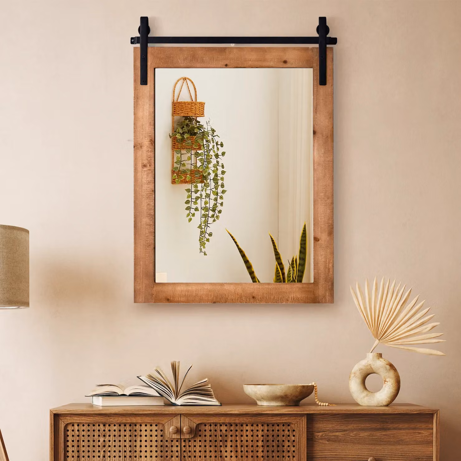 Costway Rustic Brown Wall Mounted Rectangular Decorative Vanity Mirror – 2