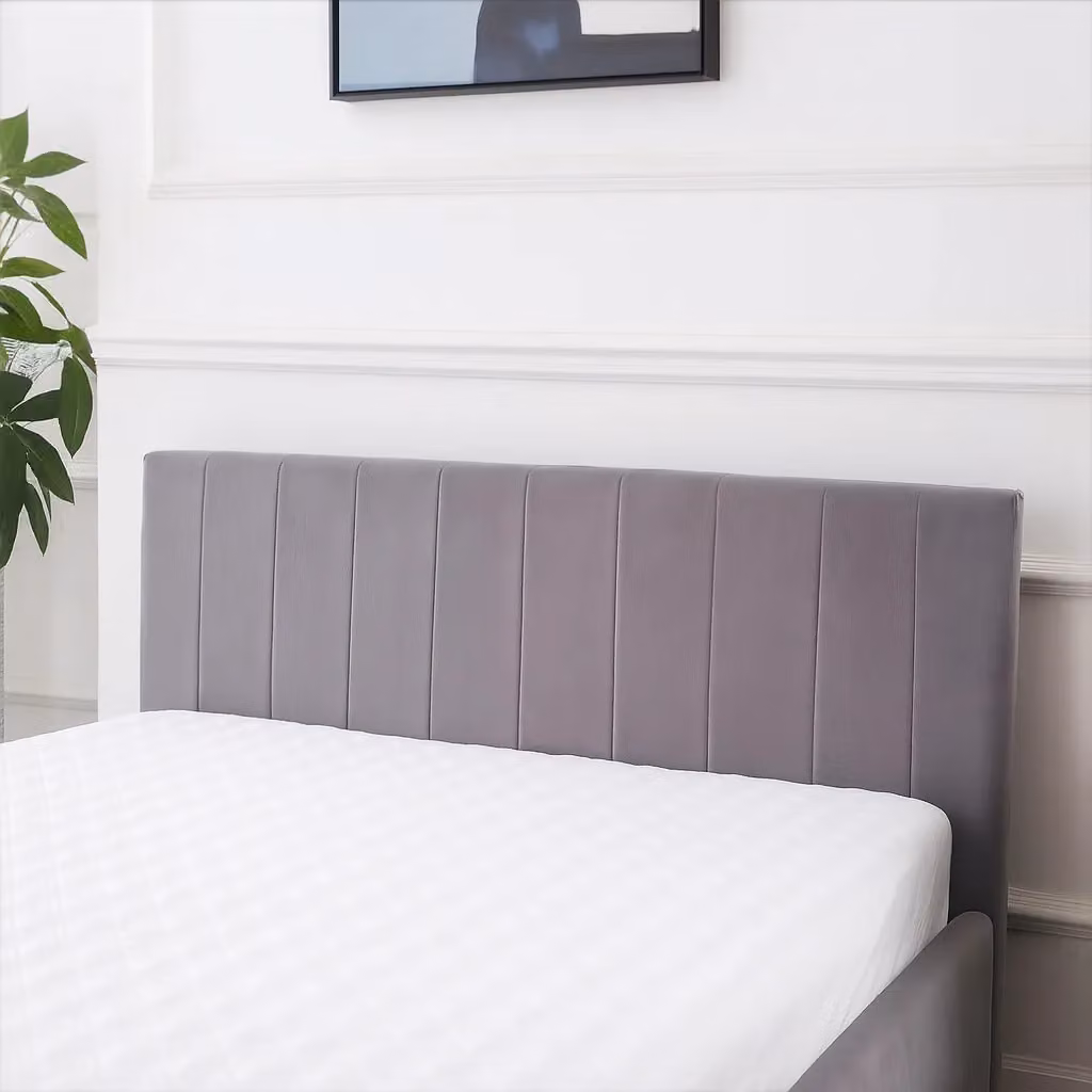 Kosy Koala Grey Velvet Striped Ottoman Bed with Gas Lift Storage and Mattress, Small Double, W/D/H: 120 x 200 cm – 2