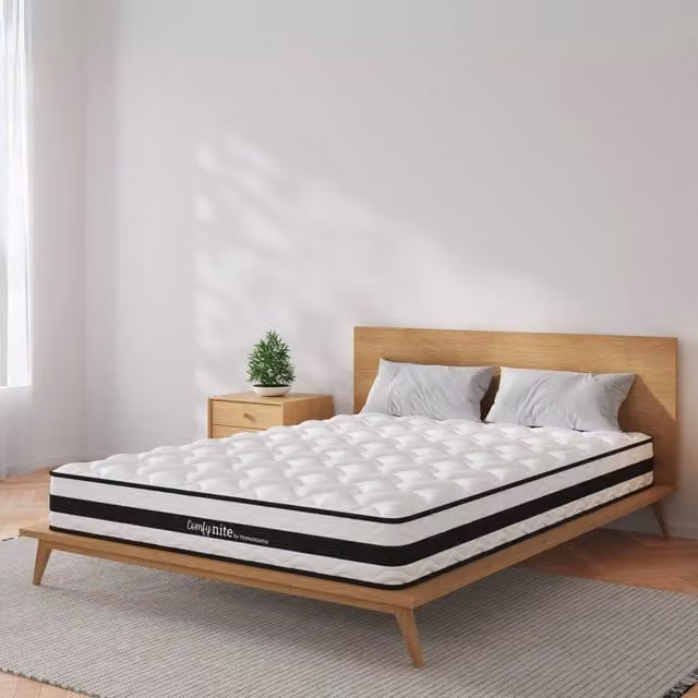 Home Source Bonnell Coil System Quilted Mattress, White, Small Double, H 17 cm x W 120 cm x D 200 cm – 1