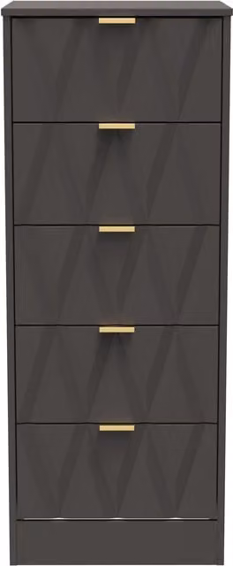 Ready Assembled 2 U Washington 5 Drawer Tall Bedside in Dark Grey