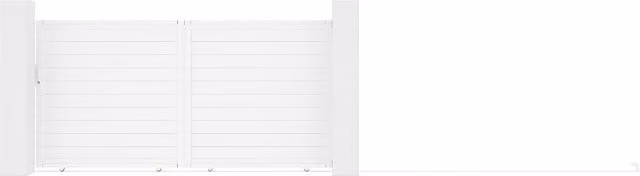 Vente-unique Electric Sliding Gate in Solid White Aluminium, W: 374 cm, H: 180 cm – 1
