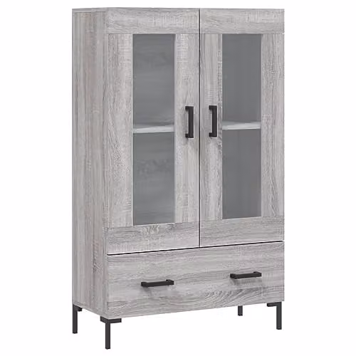 vidaXL Modern Grey Highboard with Glass Doors and Internal Shelves, W/D/H: 69.5 x 31 x 115 cm – 1