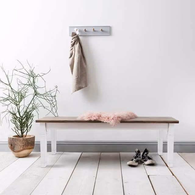 Noa and Nani Canterbury Rustic Pine Bench in White
