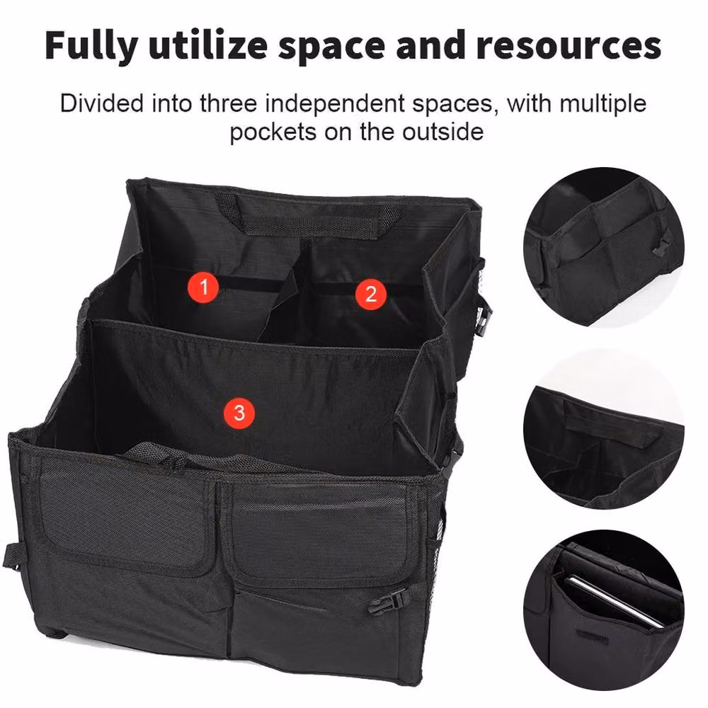 KORVIXA Foldable and Portable Car Boot Organiser in Black, W: 90 cm x D: 90 cm – 3