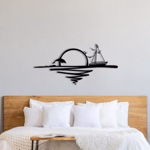Your Home Rulez Sunrise Metal Wall Art, Black, W: 75 cm, H: 37 cm – 1