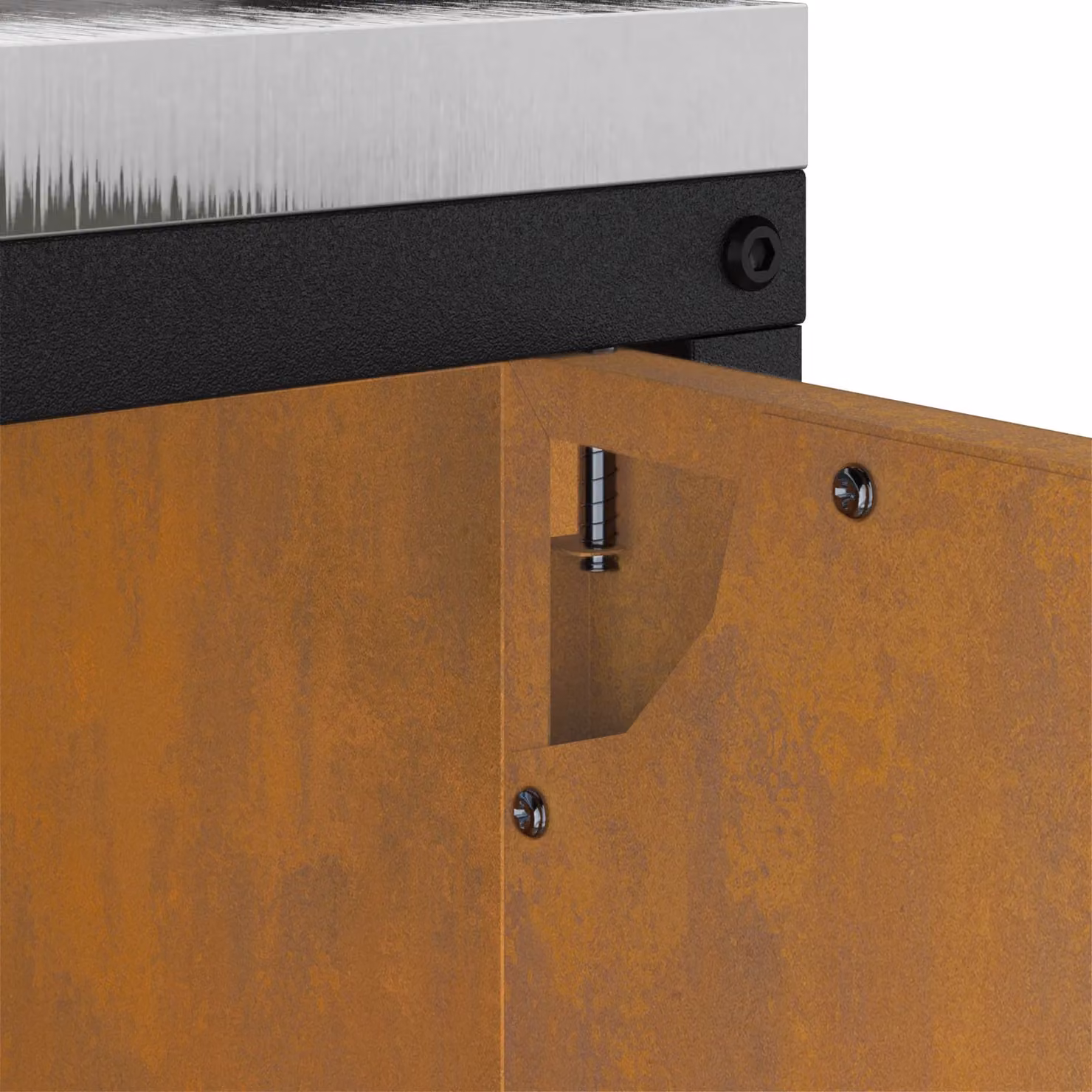 Berkfield Home Modern Kitchen Storage Cabinet in Brown Rusty Weathering Steel with Drawer and Shelf – 3