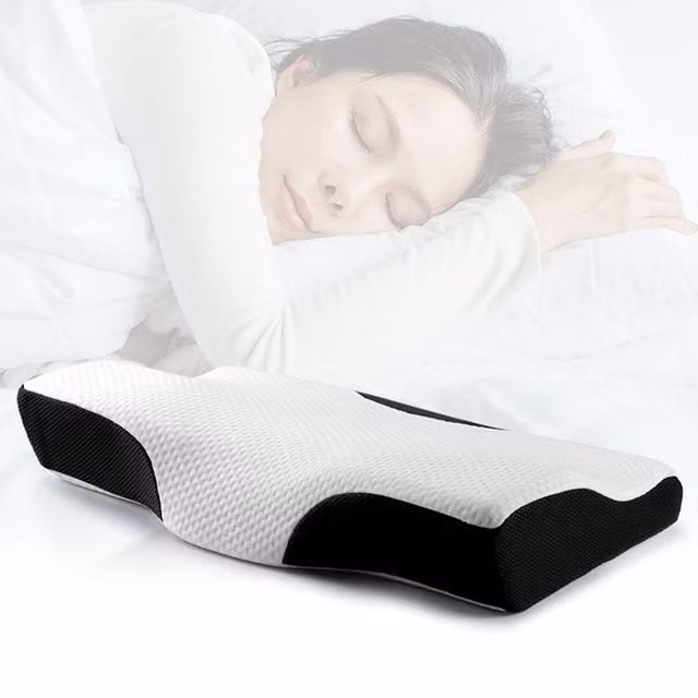 Xample Firm Memory Foam Orthopaedic Contour Pillow for Side and Back Sleepers in White