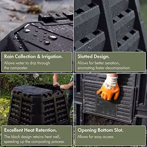 VonHaus 480L Garden Compost Bin in Black – 3
