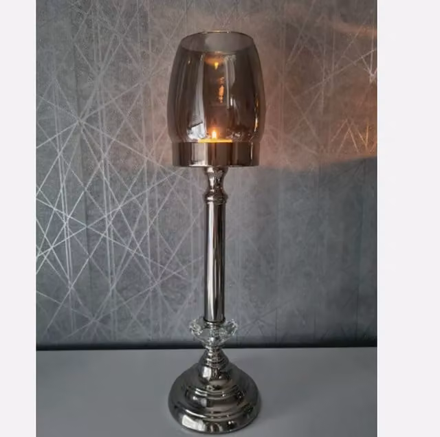 Marco Paul Silver Round Mirrored Tealight Candle Holder for Tabletop Decoration