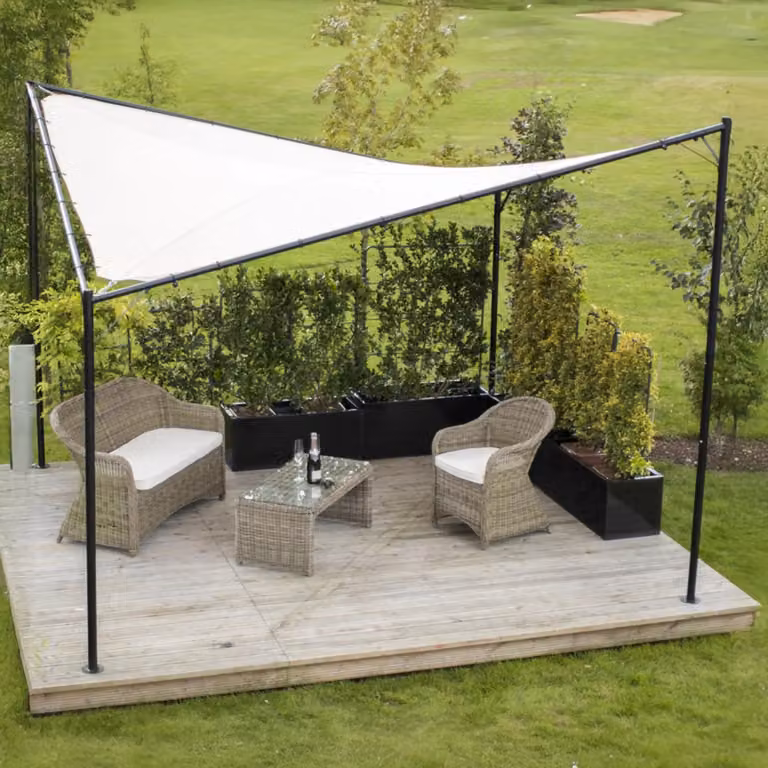 Primrose Square Portable Sail Shade with Powder Coated Steel Frame, Charcoal, W/D: 350 x 350 cm, H: 275 cm