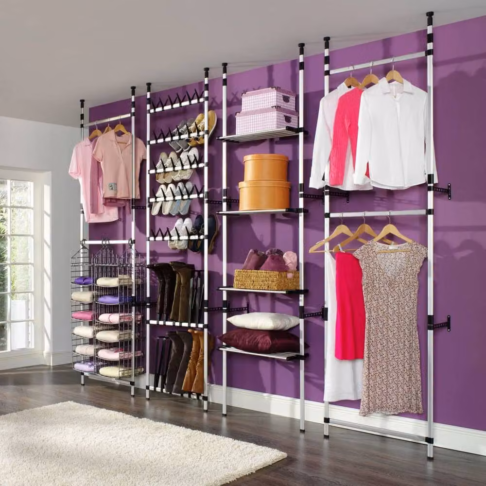 Berkfield Home Telescopic Wardrobe System with Silver Aluminium Clothes Rail – 2