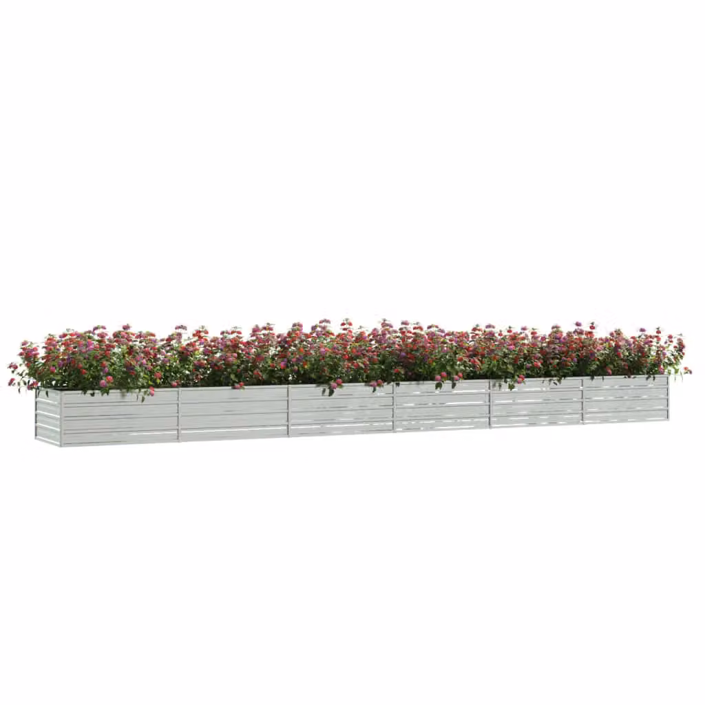 Berkfield Home Garden Galvanised Steel Raised Bed in Silver, W: 600 cm, D: 80 cm, H: 45 cm – 2